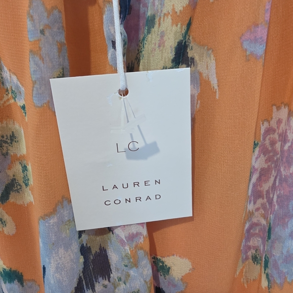 LC Lauren Conrad Orange Floral Maxi Dress Size Medium - Picture 6 of 6